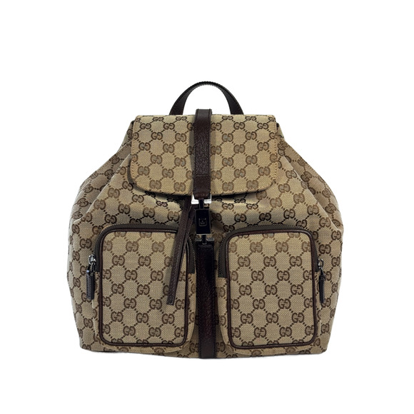 Gucci Vintage Brown GG Monogram Canvas Backpack - Picture 1 of 10